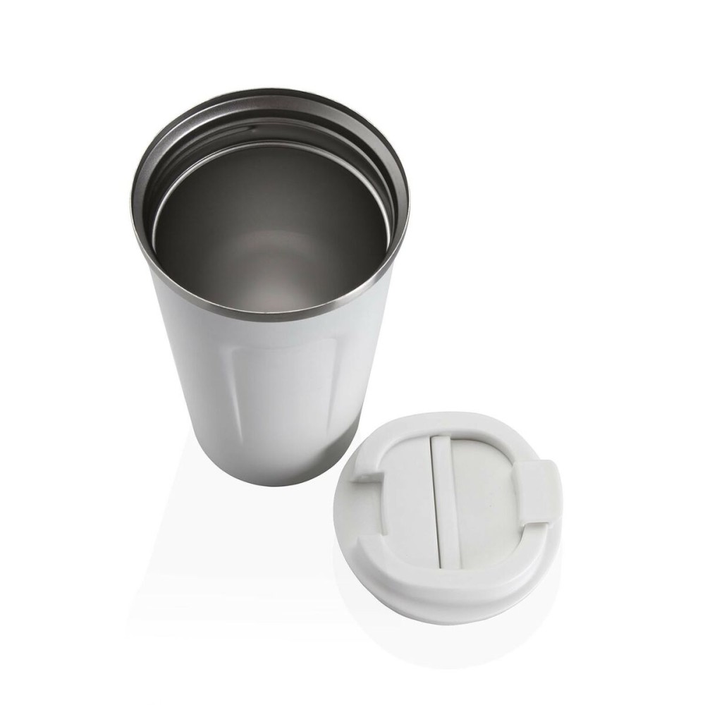 Glass with Lid Versa White Steel polypropylene 510 ml