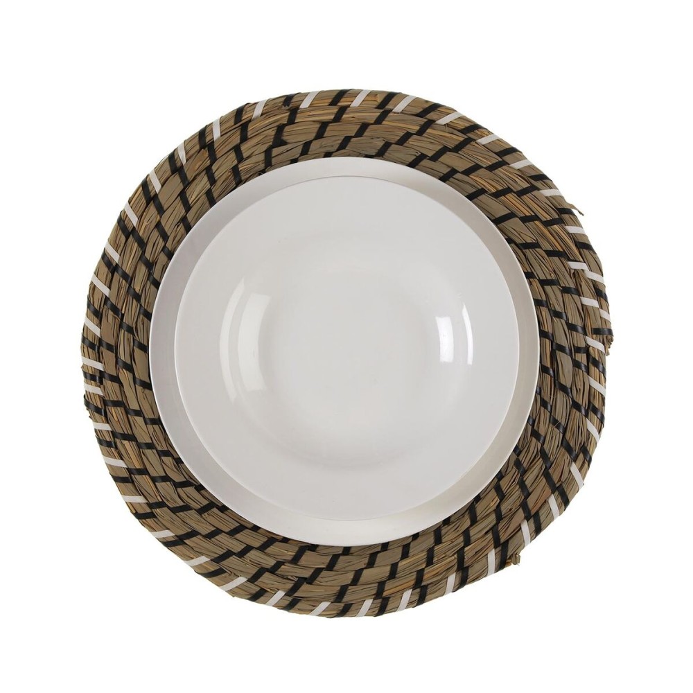 Dessous de plat Versa Blanc Noir Textile Jacinthe d'eau 38 cm