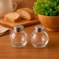 Salière et Poivrière Versa Métal Verre