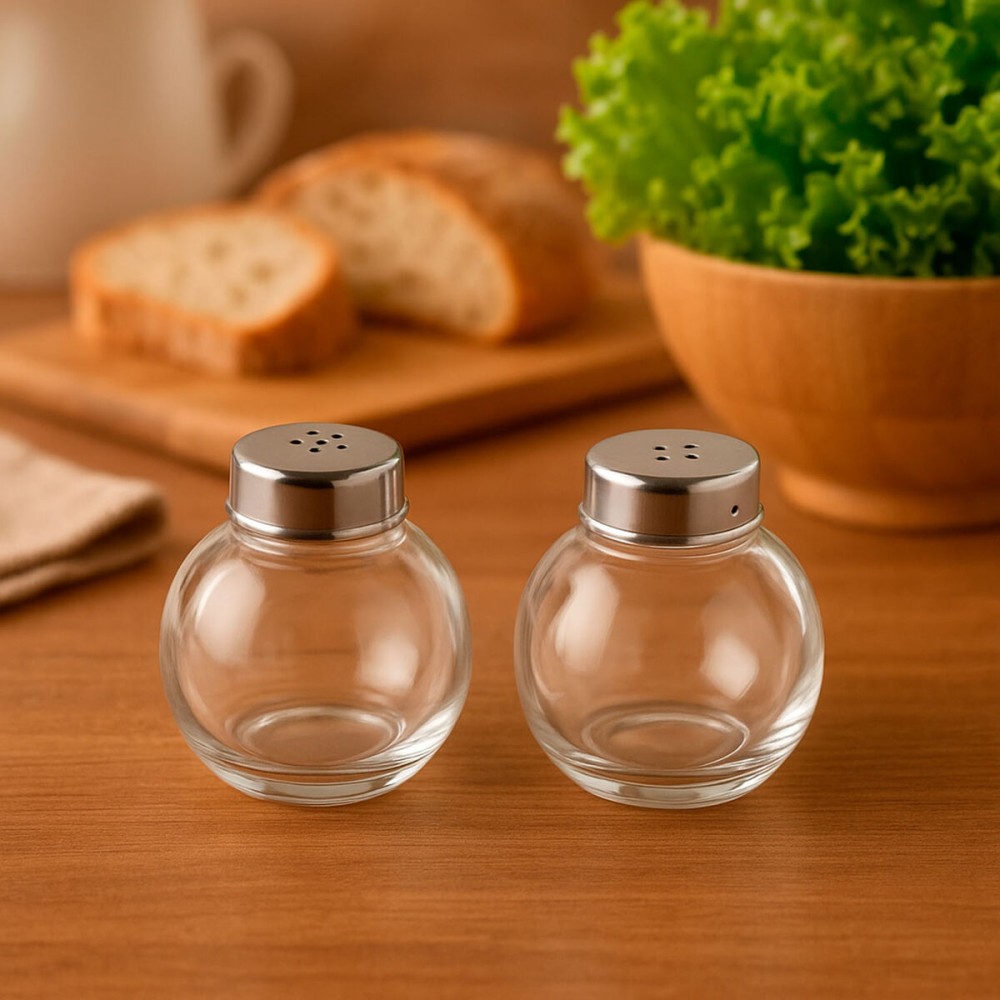 Salt and Pepper Shakers Versa Metal Crystal