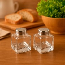 Salt and Pepper Shakers Versa Metal Crystal