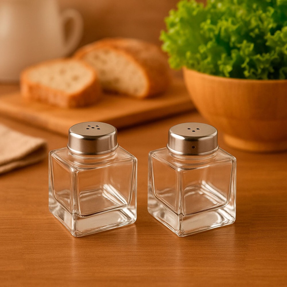Salt and Pepper Shakers Versa Metal Crystal