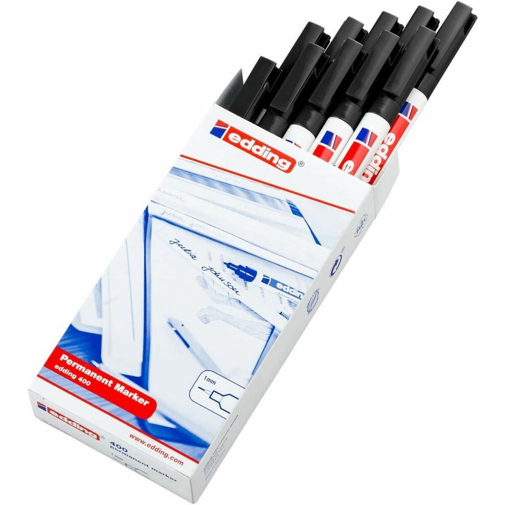 Marqueur permanent Edding 400-01 Noir 1 mm (10 Unités)