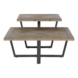 Centre Table Home ESPRIT Black Natural Metal Fir wood 118 x 78 x 45 cm