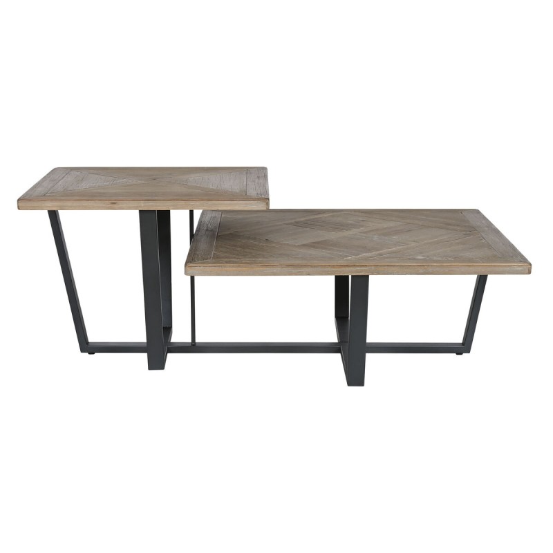 Centre Table Home ESPRIT Black Natural Metal Fir wood 118 x 78 x 45 cm