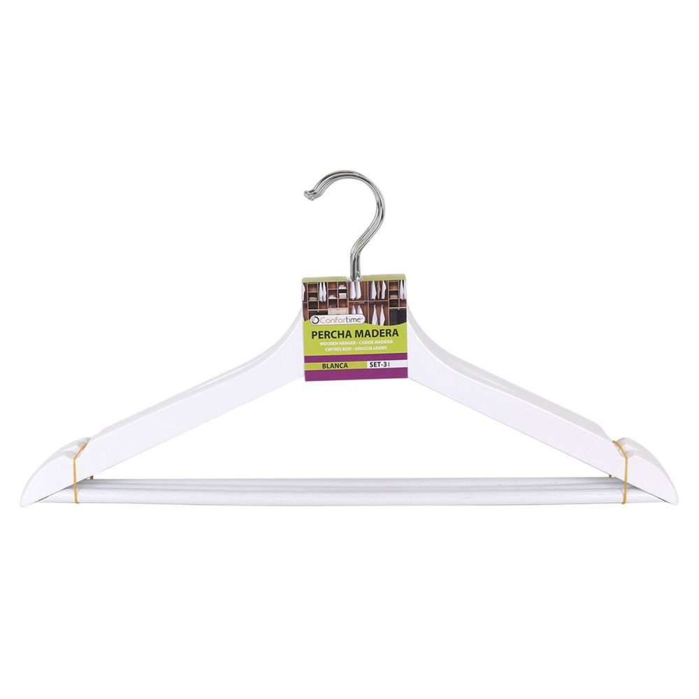 Set of Clothes Hangers Confortime White Wood 3 Pieces (24 Units)