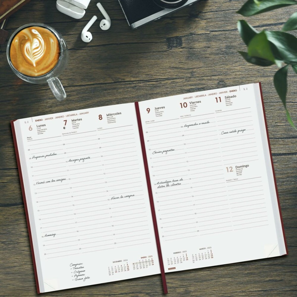 Diary Finocam DYNAMIC MILANO Y11 Burgundy 16,5 x 24 cm 2025