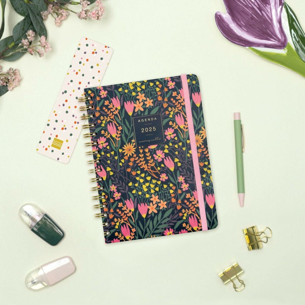 Diary Finocam Moniquilla A5 15,5 x 21,2 cm 2025 Floral