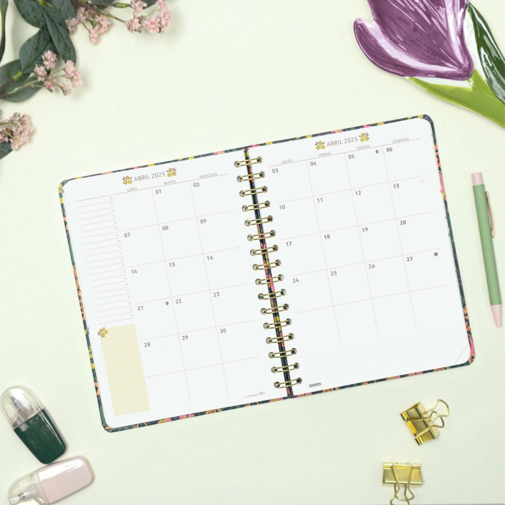 Diary Finocam Moniquilla A5 15,5 x 21,2 cm 2025 Floral