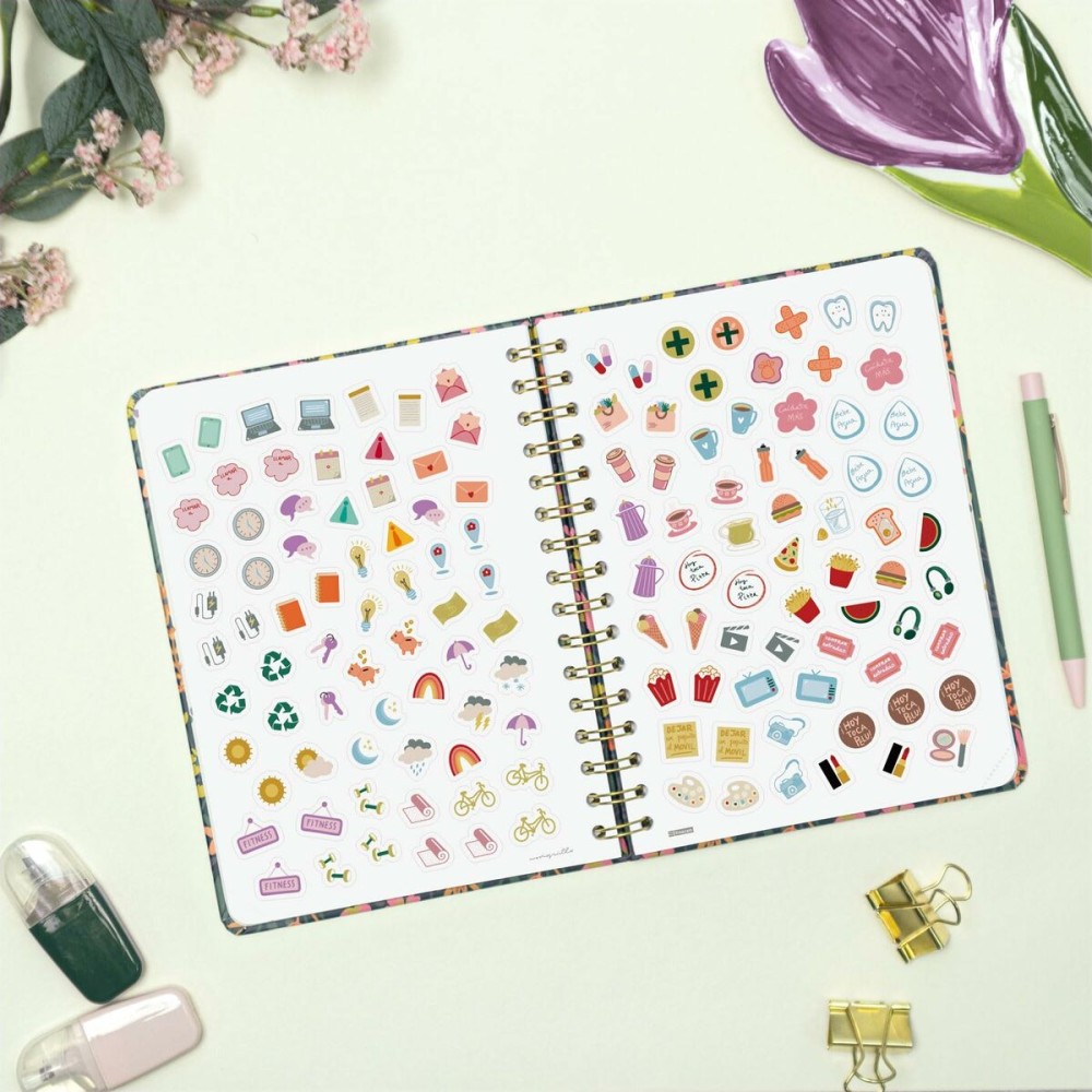 Diary Finocam Moniquilla A5 15,5 x 21,2 cm 2025 Floral
