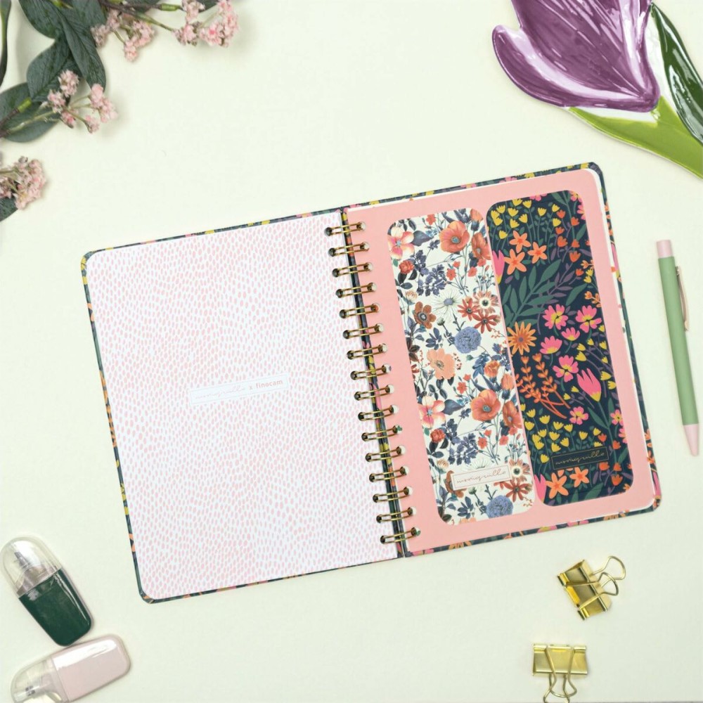 Diary Finocam Moniquilla A5 15,5 x 21,2 cm 2025 Floral