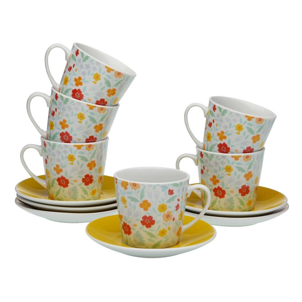 Tea set Versa Flandes Porcelain 9 x 14 x 14 cm 10,5 x 8 x 6 cm 14 x 14 x 2 cm 6 Units
