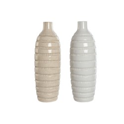 Vase Home ESPRIT Beige aus Keramik 19 x 19 x 55 cm (2 Stück)