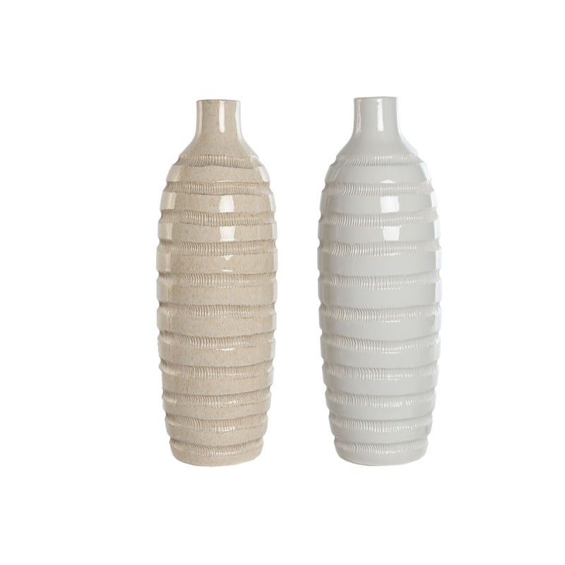 Vase Home ESPRIT Beige aus Keramik 19 x 19 x 55 cm (2 Stück)