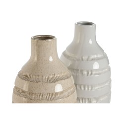 Vase Home ESPRIT Beige aus Keramik 19 x 19 x 55 cm (2 Stück)