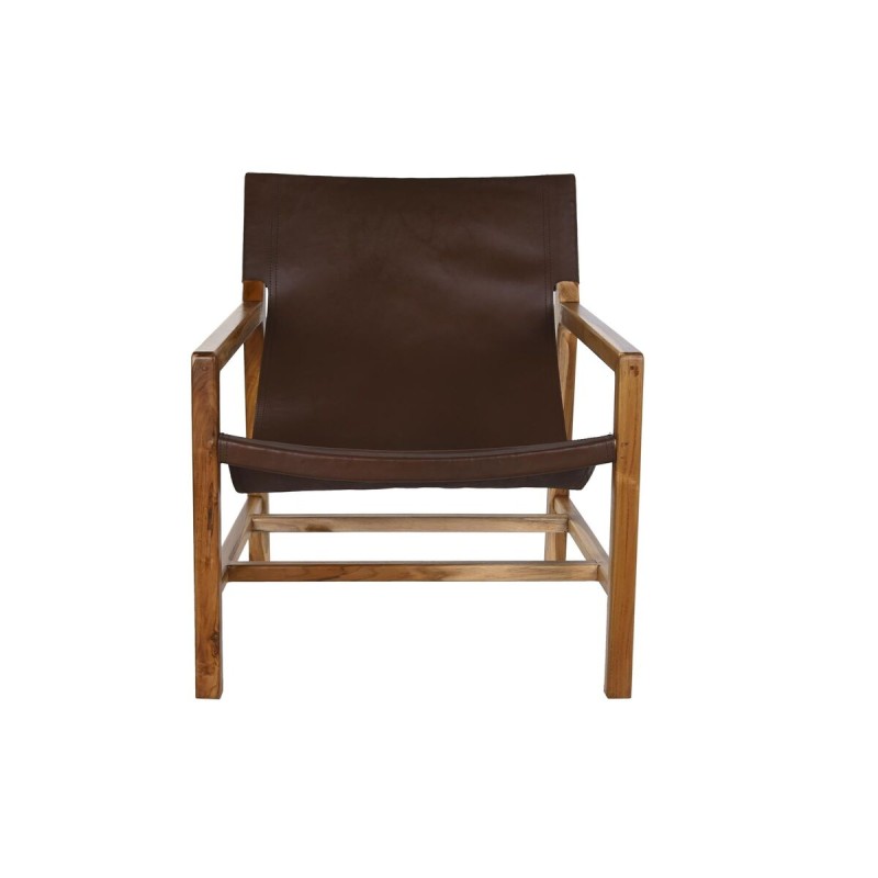 Armchair DKD Home Decor Natural Dark brown Teak 66 x 73 x 77 cm