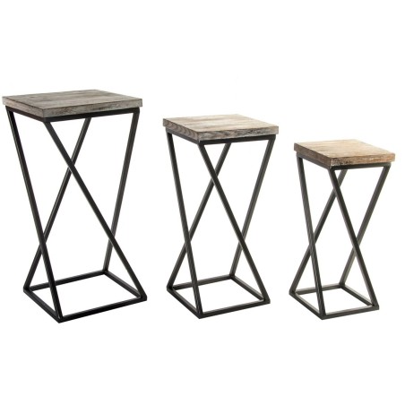 Set mit 3 Tischen Home ESPRIT Holz Metall 33 x 33 x 68 cm