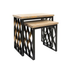 Jeu de 2 tables Home ESPRIT Bois Métal 64 x 34 x 65 cm