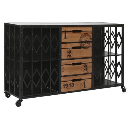 Caisson à Tiroirs Home ESPRIT Marron Noir Métal Sapin Loft 122,5 x 32,5 x 74 cm