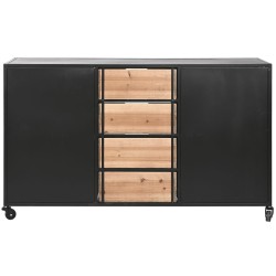 Schubladenschrank Home ESPRIT Braun Schwarz Metall Tanne Loft 122,5 x 32,5 x 74 cm