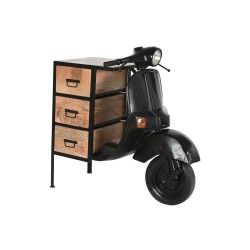 Schubladenschrank Home ESPRIT Braun Schwarz Eisen Mango-Holz Motorrad Loft Abgenutzt 100 x 68 x 105 cm