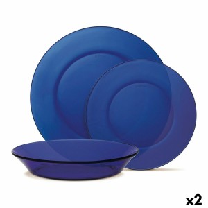 Geschirr-Set Duralex Lys Glas Dunkelblau 12 Stücke (2 Stück)