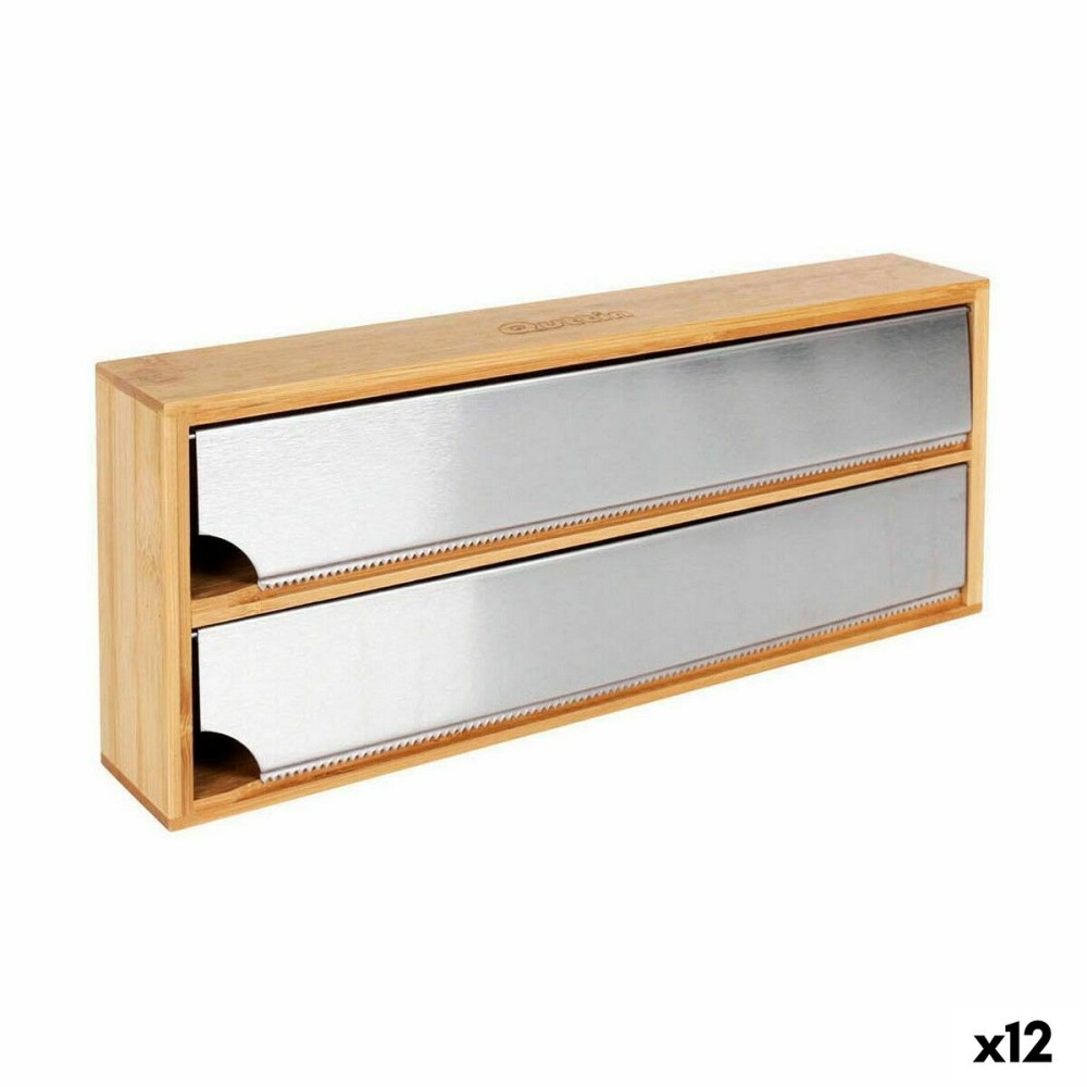Porte-rouleaux de Cuisine Quttin Bambou Aluminium 33,5 x 13 x 5,5 cm (12 Unités)