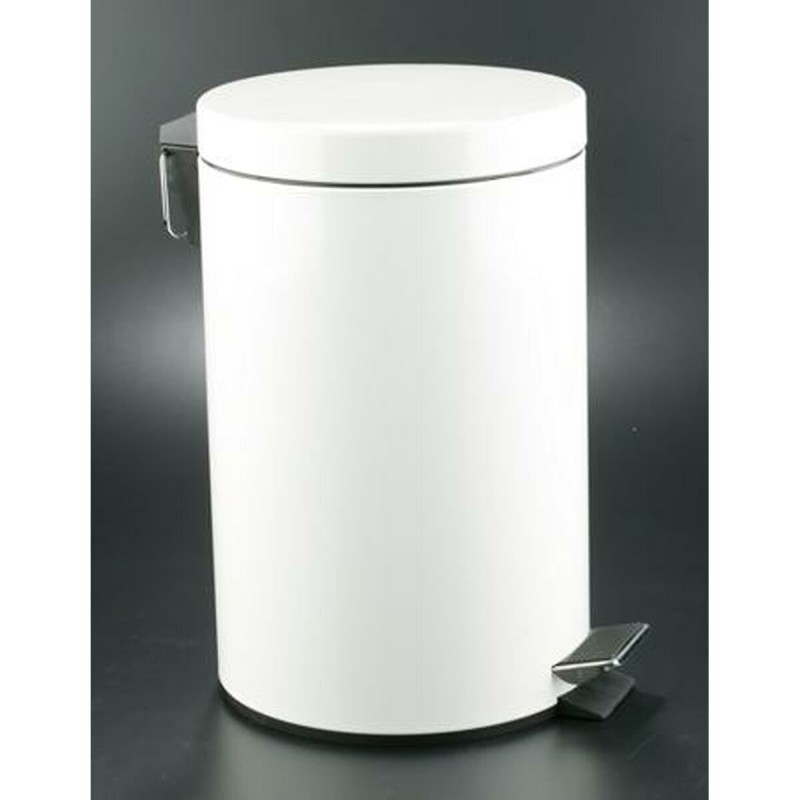 Poubelle à pédale Blanc Acier inoxydable Rond 12 L