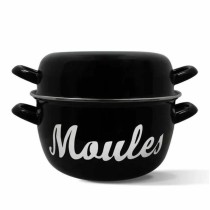 Topf Menastyl Schwarz Stahl mit Glasemaille