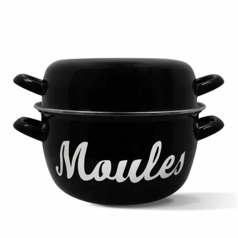 Topf Menastyl Schwarz Stahl mit Glasemaille