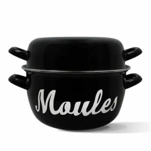 Topf Menastyl Schwarz Stahl mit Glasemaille