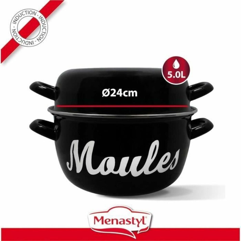 Topf Menastyl Schwarz Stahl mit Glasemaille