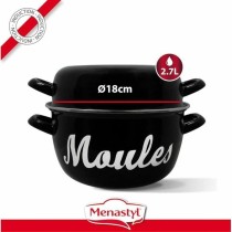 Topf Menastyl Schwarz Stahl mit Glasemaille
