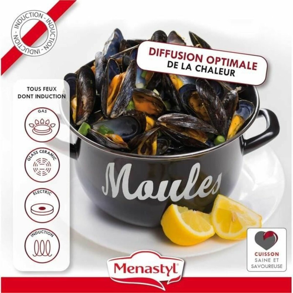 Topf Menastyl Schwarz Stahl mit Glasemaille