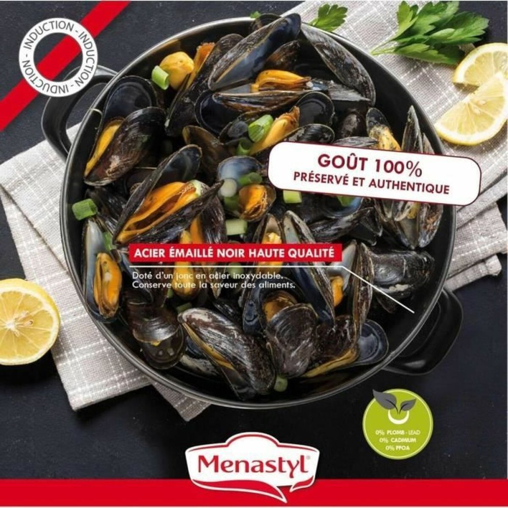 Topf Menastyl Schwarz Stahl mit Glasemaille