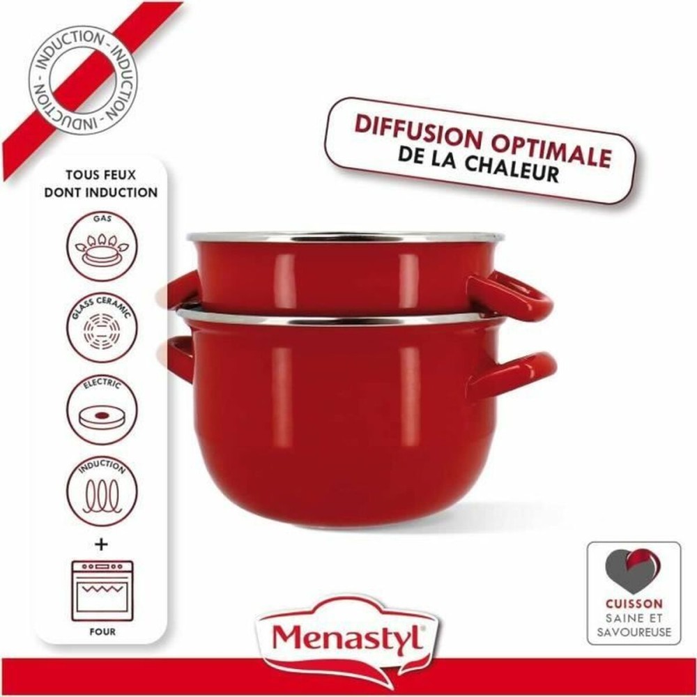 Topf Menastyl Schwarz Stahl mit Glasemaille
