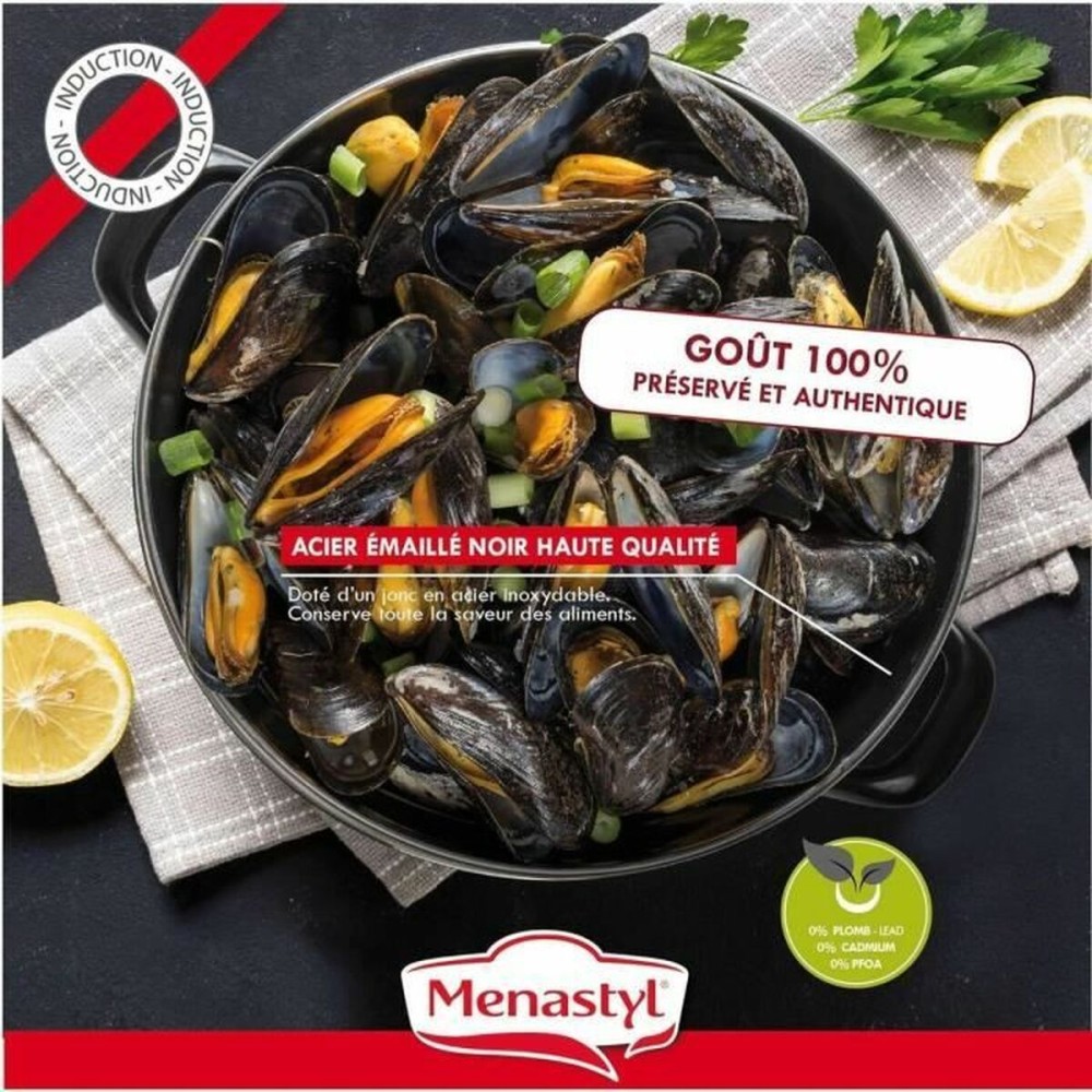 Topf Menastyl Schwarz Stahl mit Glasemaille
