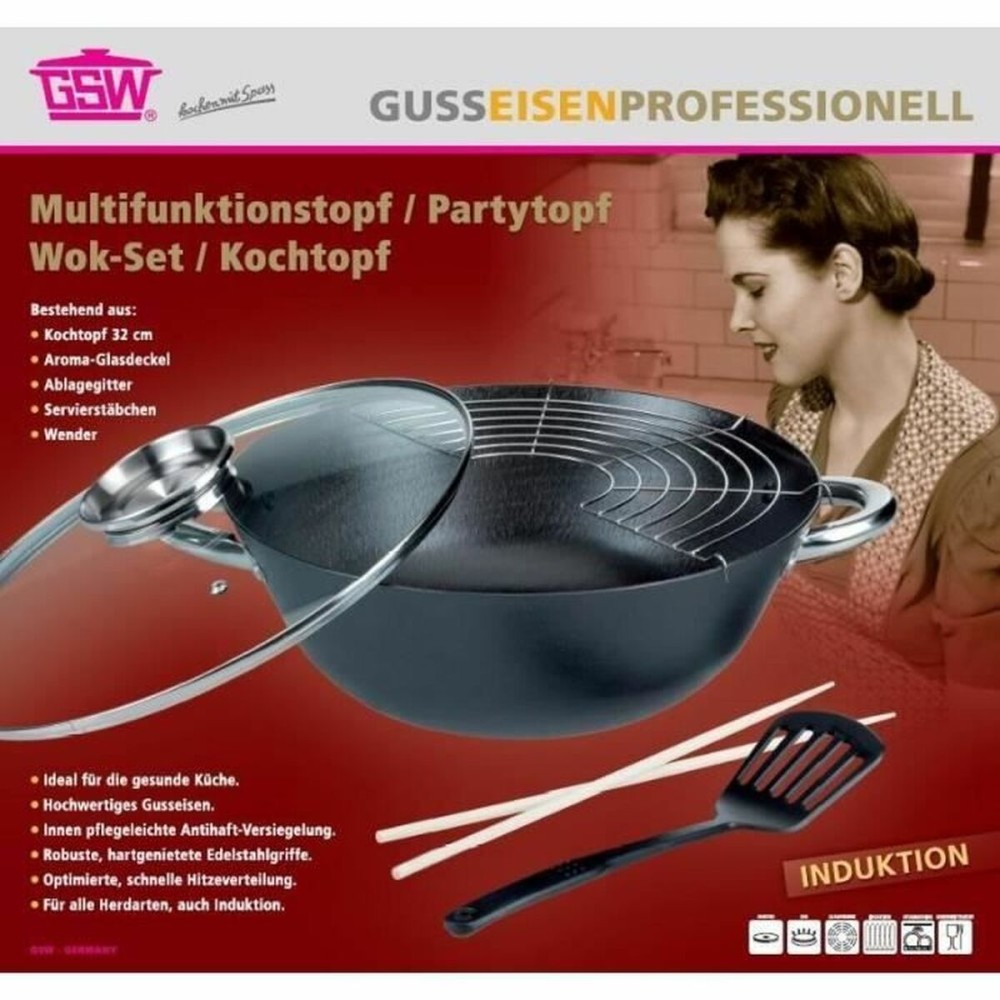 Wok GSW Acier Acier forgé Ø 32 cm 4 Pièces