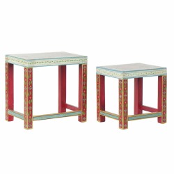 Table d'appoint DKD Home Decor 8424001853243 Naturel Multicouleur Acrylique Bois de manguier 45 x 30 x 45 cm