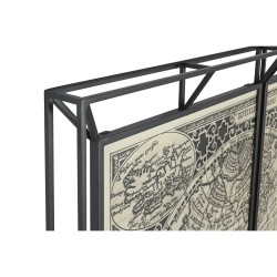 Jeu de 3 tableaux Home ESPRIT Blanc Noir Mappemonde 222 x 8 x 140 cm (3 Pièces)