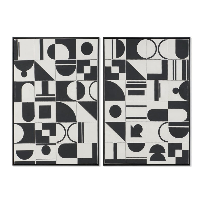 Cadre Home ESPRIT Blanc Noir Abstrait Moderne 83 x 4,5 x 123 cm (2 Unités)