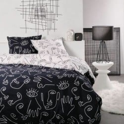 Duvet cover set TODAY faces Black 220 x 240 cm 3 Pieces