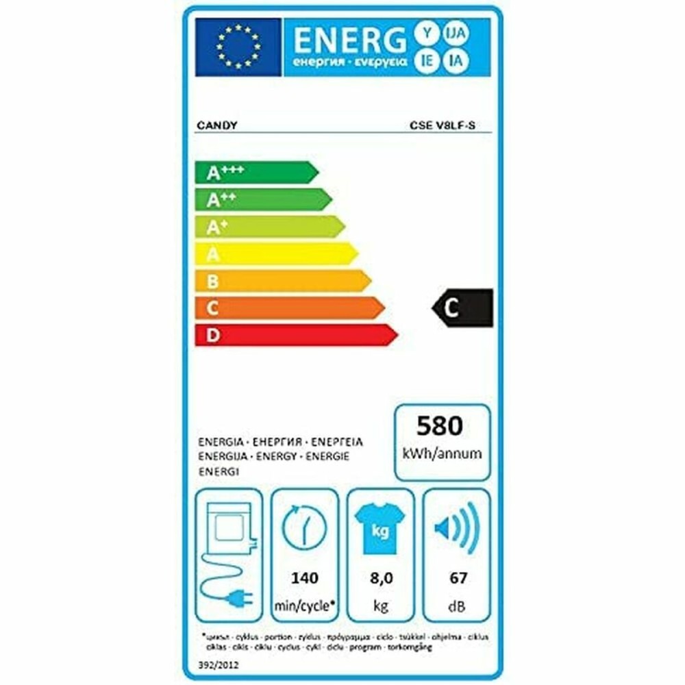 Séchoir à condensation Candy CSE V8LF-S Blanc