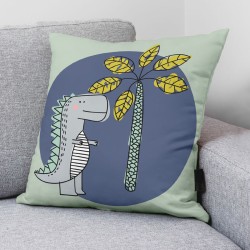 Housse de coussin Kids&Cotton Italo A Menthe 50 x 50 cm Dinosaure