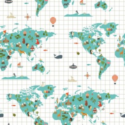 Nordic cover Kids&Cotton Mapamundi Multicolour 200 x 200 cm World Map