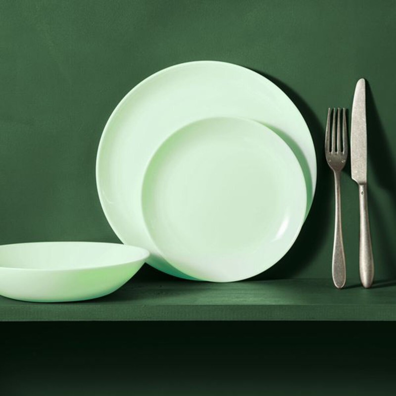 Flat Plate Luminarc Diwali Paradise Green Glass 25 cm (24 Units)