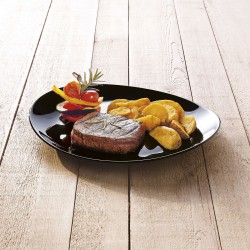 Flat Plate Luminarc Friends Time Black Glass 30 x 26 cm Meat (12 Units)