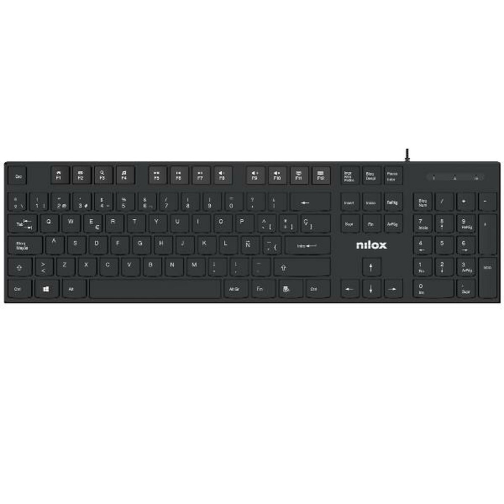 Tastatur Nilox NXKBE000012 Schwarz Qwerty Spanisch