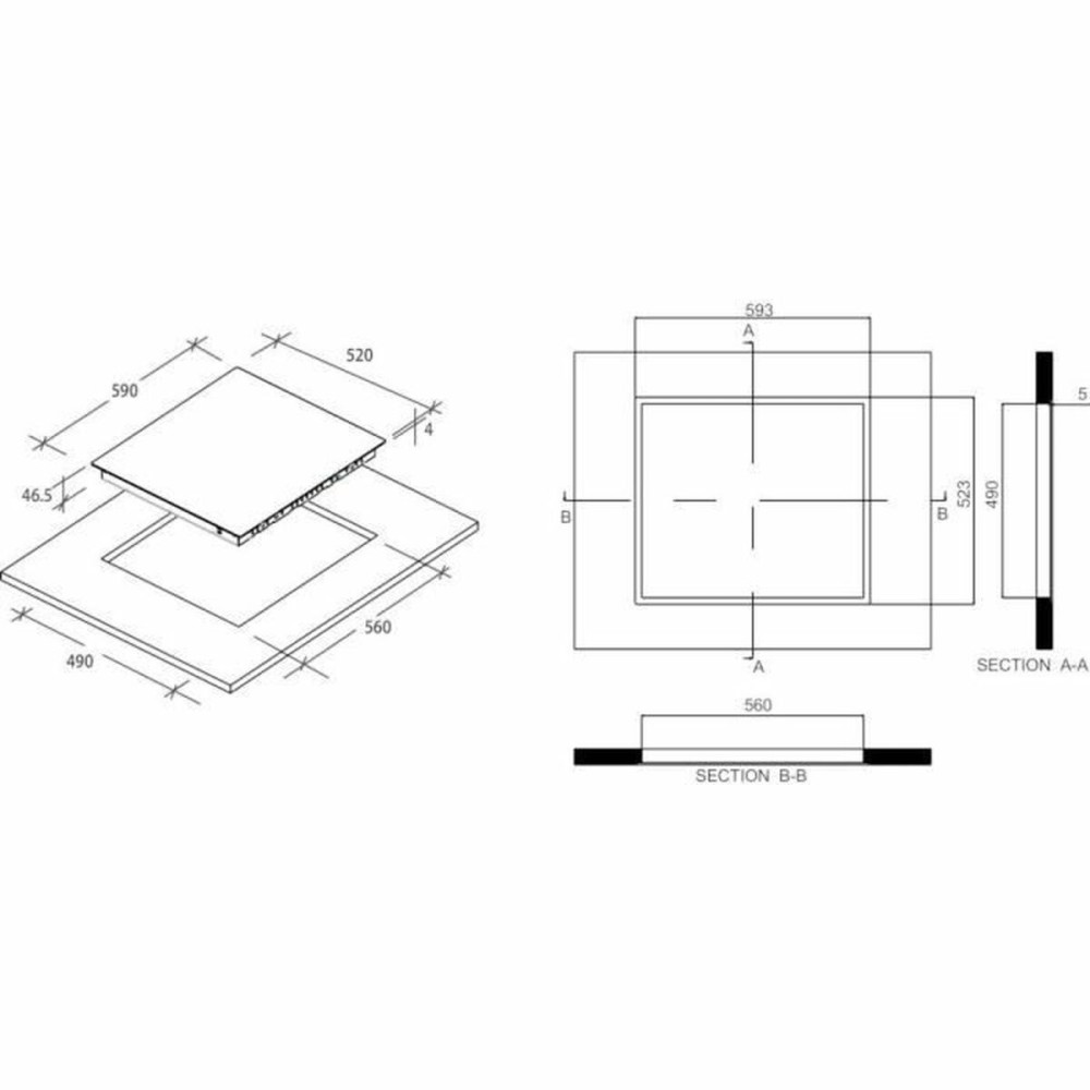 Glass-Ceramic Hob Rosieres RKD73CT 5500 W