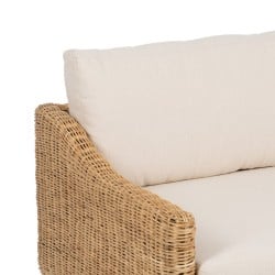 Garden sofa Natural Mango wood Foam Natural Fibre 180 x 86 x 80 cm